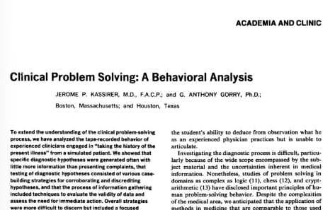 O que médicos experientes realmente fazem: as nuances do artigo Clinical Problem Solving: A Behavioral Analysis
